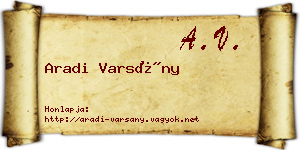 Aradi Varsány névjegykártya